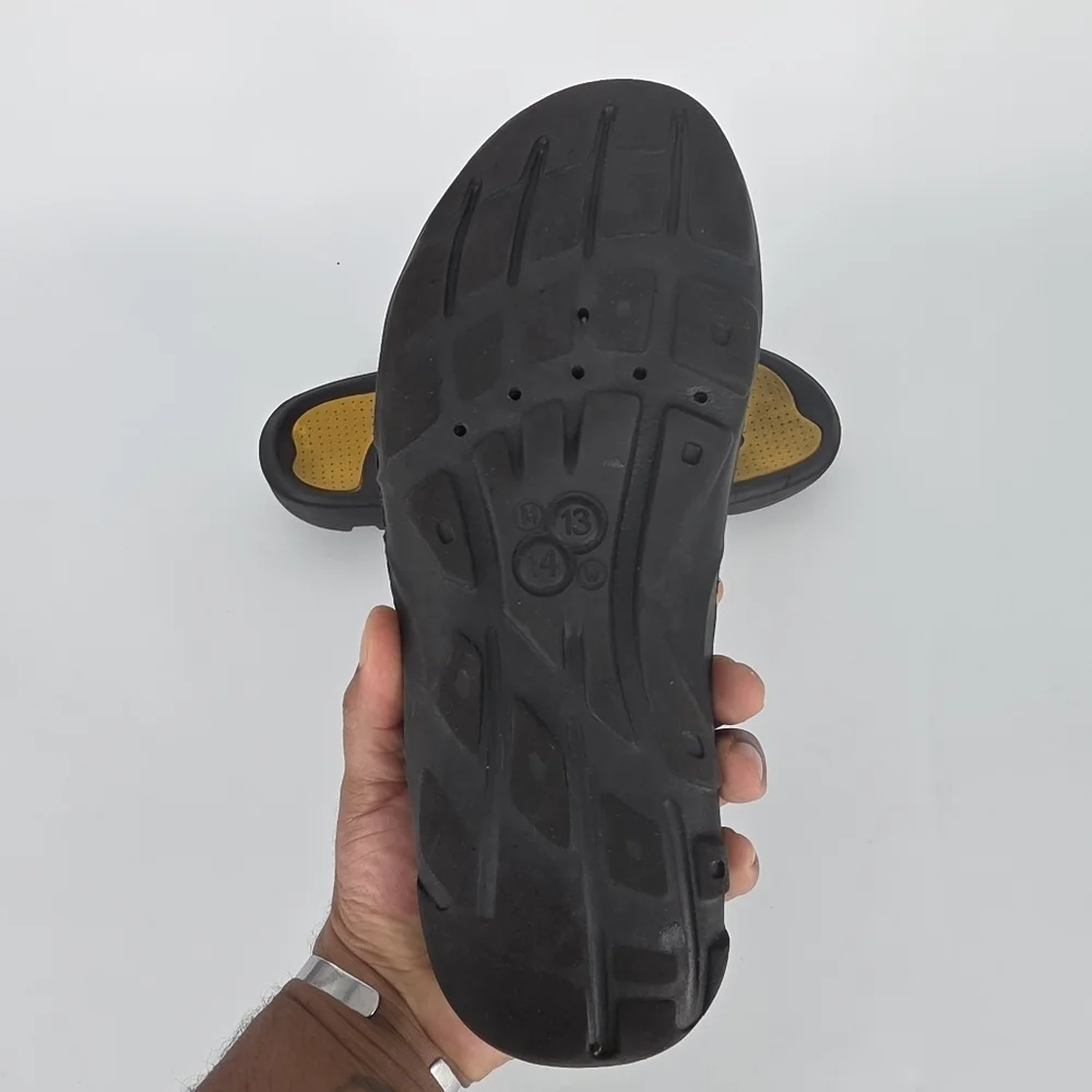 Pittsburgh Steelers Slides M 13 W 14 Shoes Black Gold Adjustable Logo